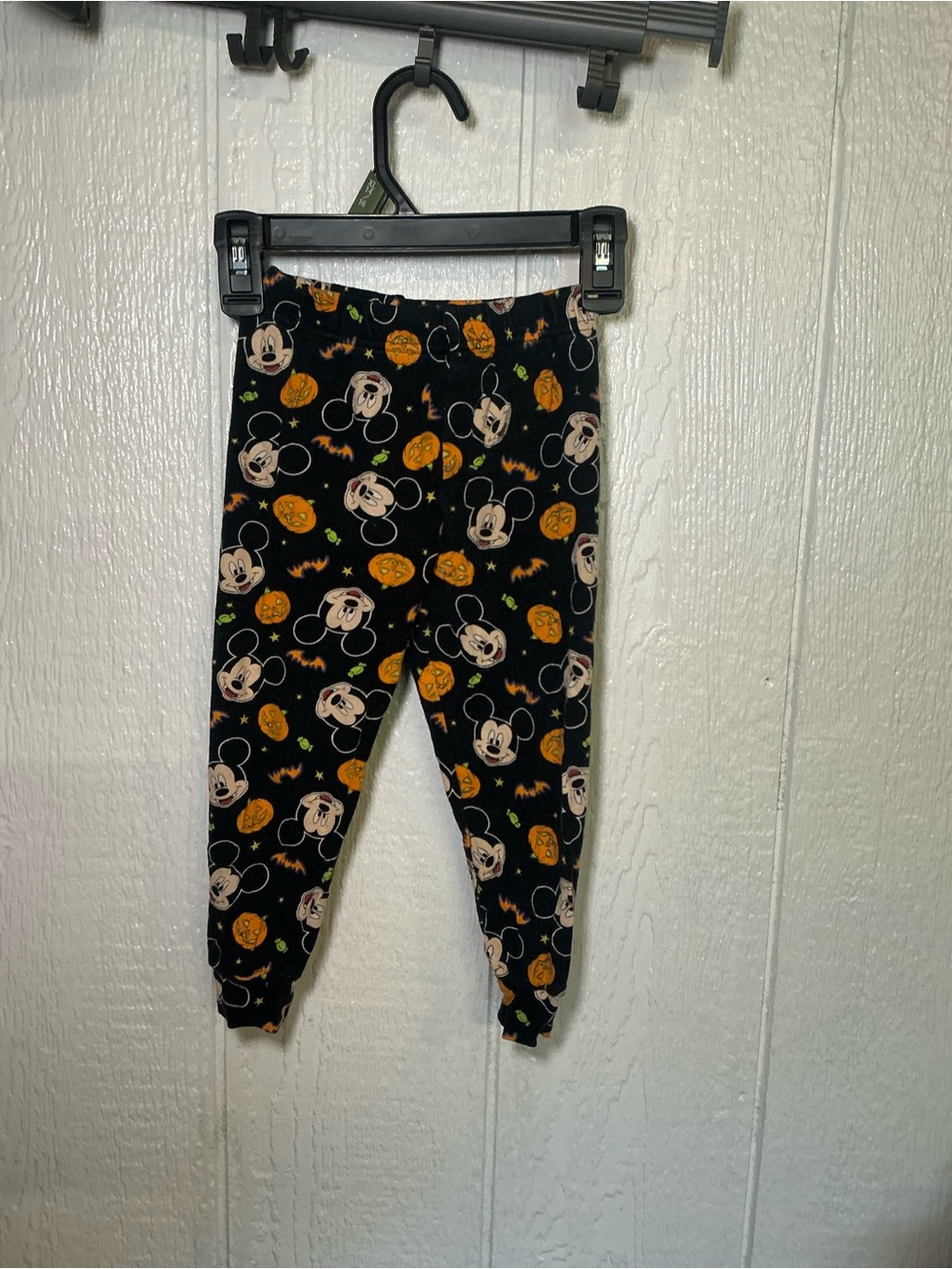 Kids Black Halloween Mickey Pumpkin Print Leggings